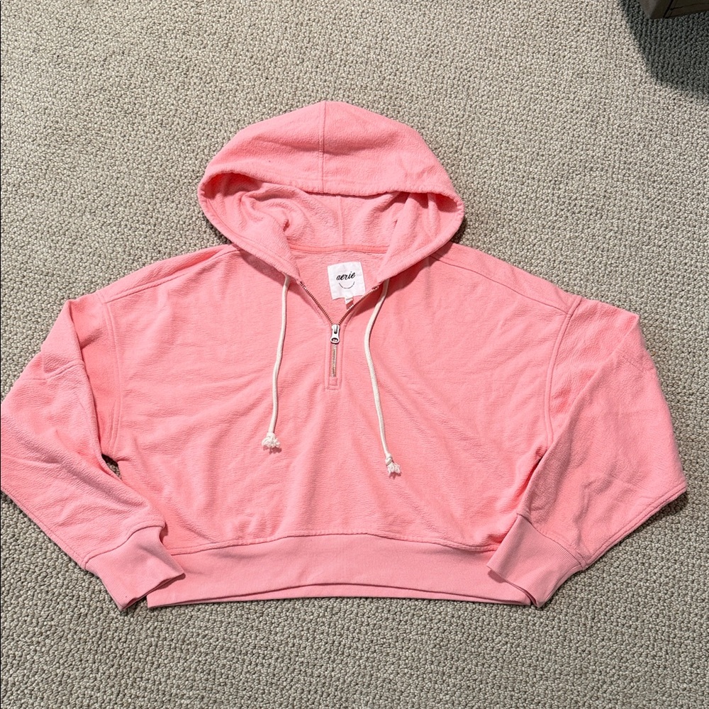 Aerie Light Pink Half-Zip Hoodie